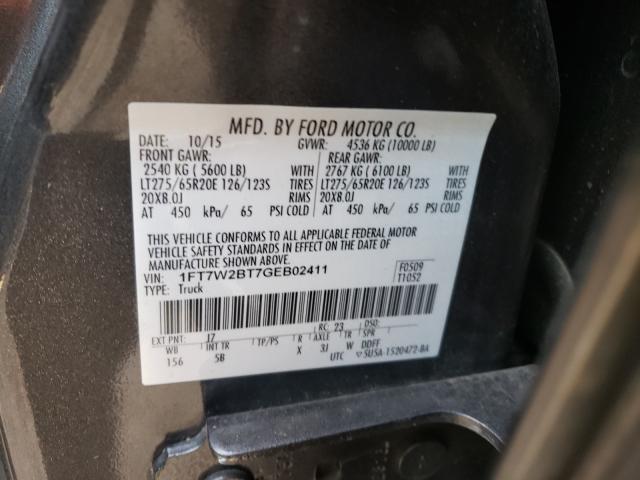 Photo 9 VIN: 1FT7W2BT7GEB02411 - FORD F250 SUPER 