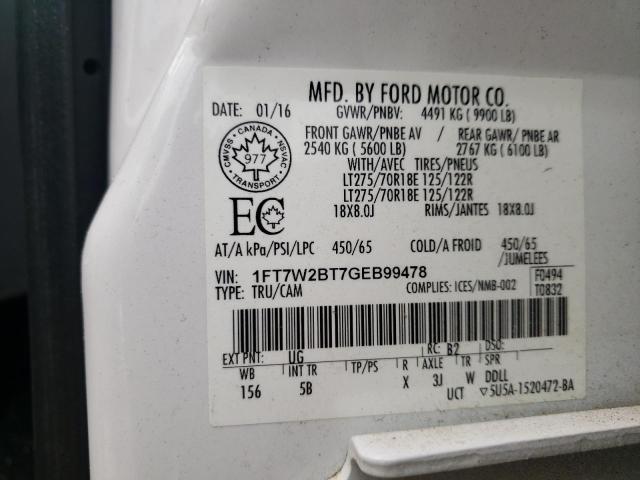 Photo 9 VIN: 1FT7W2BT7GEB99478 - FORD F250 SUPER 