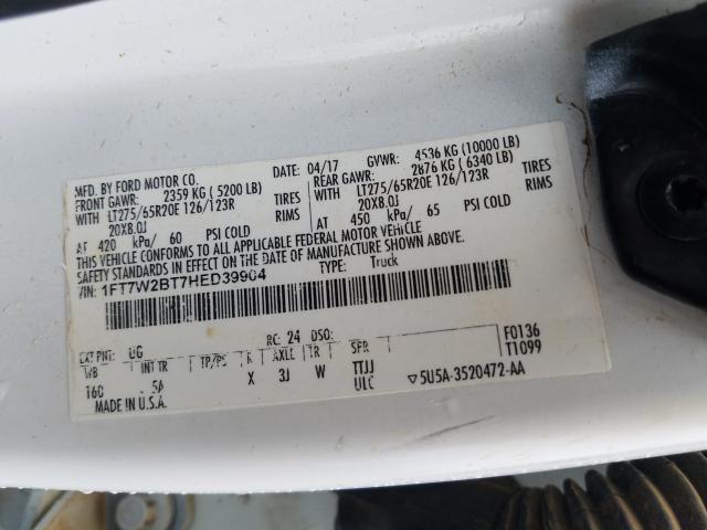 Photo 9 VIN: 1FT7W2BT7HED39904 - FORD F250 SUPER 