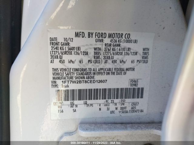 Photo 8 VIN: 1FT7W2BT8CED12607 - FORD F-250 