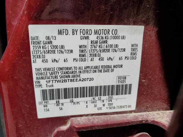 Photo 9 VIN: 1FT7W2BT8EEA20720 - FORD F250 SUPER 