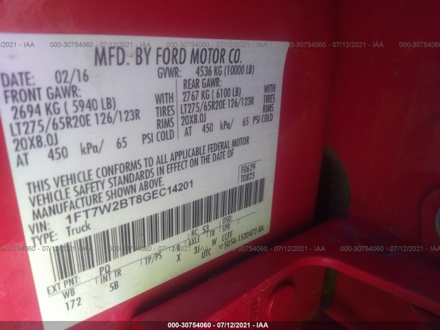 Photo 8 VIN: 1FT7W2BT8GEC14201 - FORD SUPER DUTY F-250 SRW 