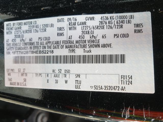 Photo 9 VIN: 1FT7W2BT8HEB52218 - FORD F250 SUPER 