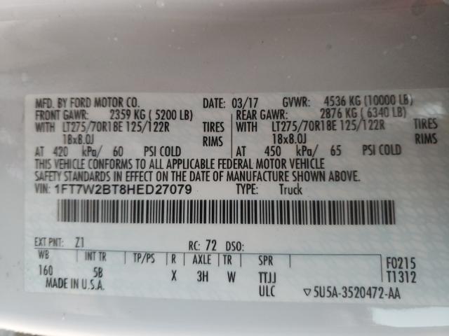 Photo 9 VIN: 1FT7W2BT8HED27079 - FORD F250 SUPER 