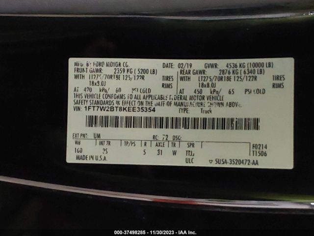 Photo 8 VIN: 1FT7W2BT8KEE35354 - FORD F-250 