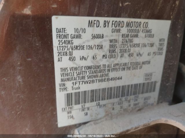 Photo 8 VIN: 1FT7W2BT9BEB49044 - FORD F-250 