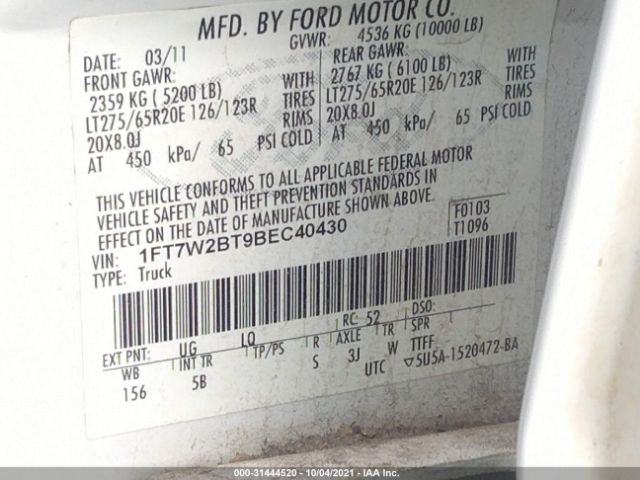 Photo 8 VIN: 1FT7W2BT9BEC40430 - FORD SUPER DUTY F-250 