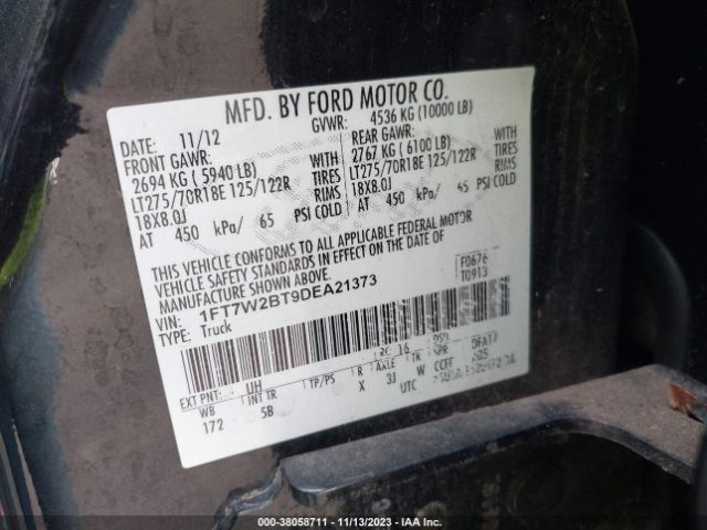 Photo 8 VIN: 1FT7W2BT9DEA21373 - FORD F-250 