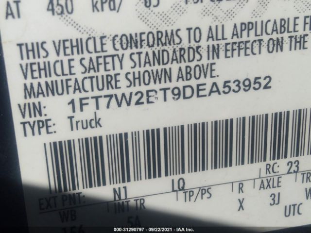 Photo 8 VIN: 1FT7W2BT9DEA53952 - FORD SUPER DUTY F-250 SRW 