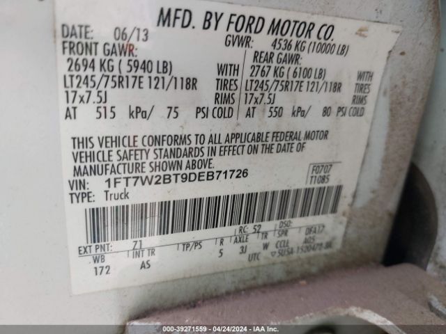 Photo 8 VIN: 1FT7W2BT9DEB71726 - FORD F-250 