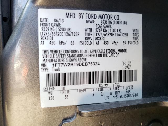 Photo 9 VIN: 1FT7W2BT9DEB75324 - FORD F250 SUPER 