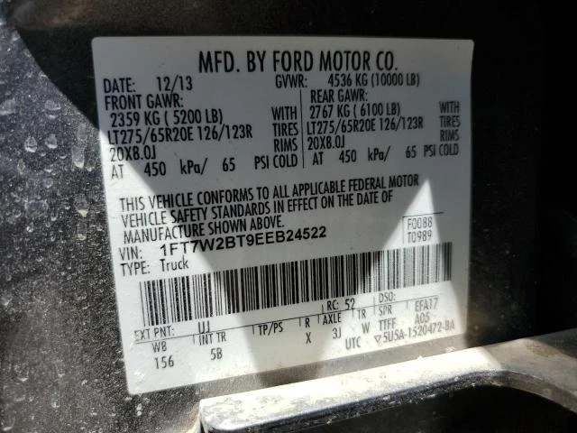 Photo 11 VIN: 1FT7W2BT9EEB24522 - FORD F250 SUPER 