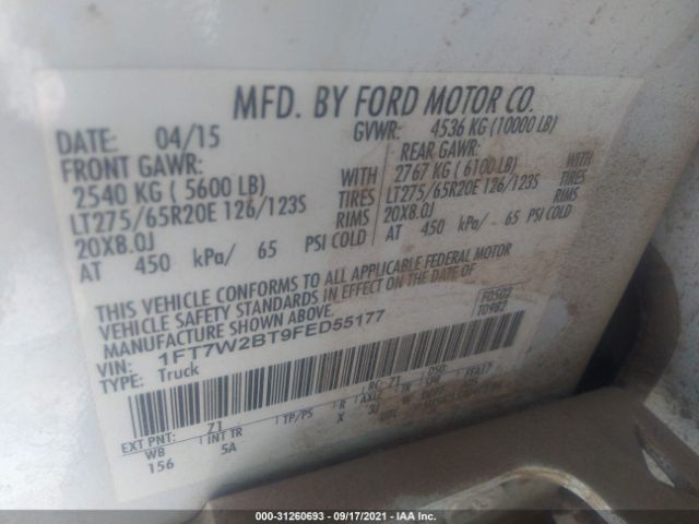 Photo 8 VIN: 1FT7W2BT9FED55177 - FORD SUPER DUTY F-250 SRW 