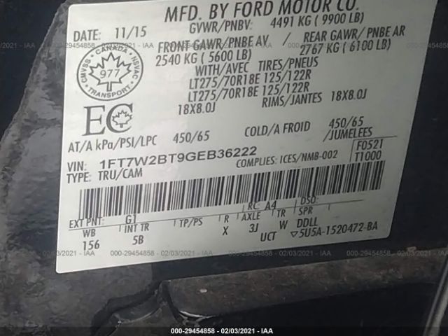 Photo 8 VIN: 1FT7W2BT9GEB36222 - FORD SUPER DUTY F-250 SRW 