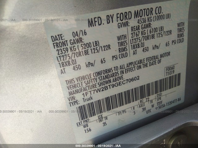 Photo 8 VIN: 1FT7W2BT9GEC70602 - FORD SUPER DUTY F-250 SRW 