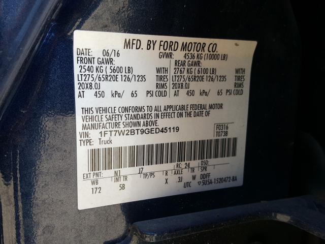 Photo 9 VIN: 1FT7W2BT9GED45119 - FORD F250 SUPER 