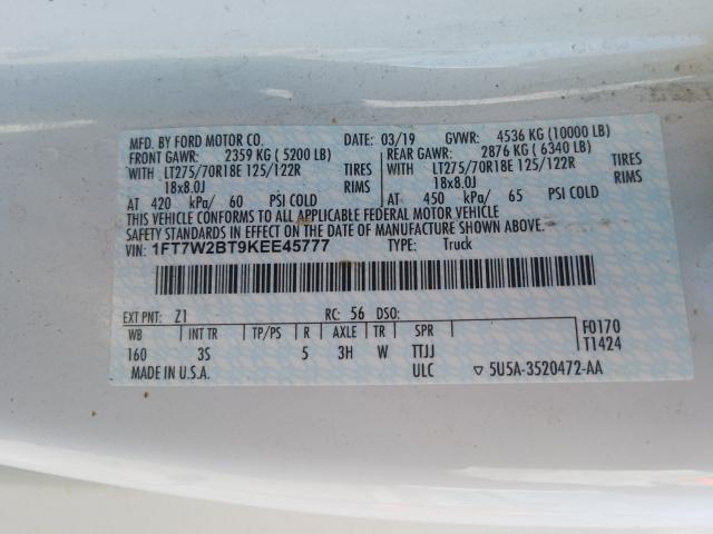 Photo 9 VIN: 1FT7W2BT9KEE45777 - FORD F250 SUPER 