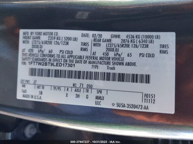 Photo 8 VIN: 1FT7W2BT9LED17301 - FORD F-250 