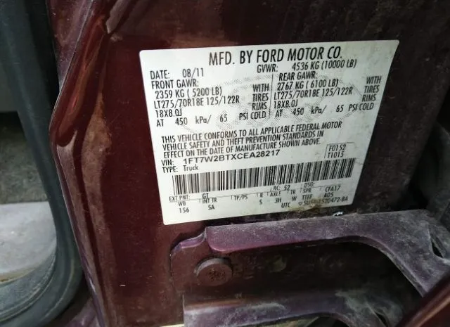 Photo 8 VIN: 1FT7W2BTXCEA28217 - FORD SUPER DUTY F-250 