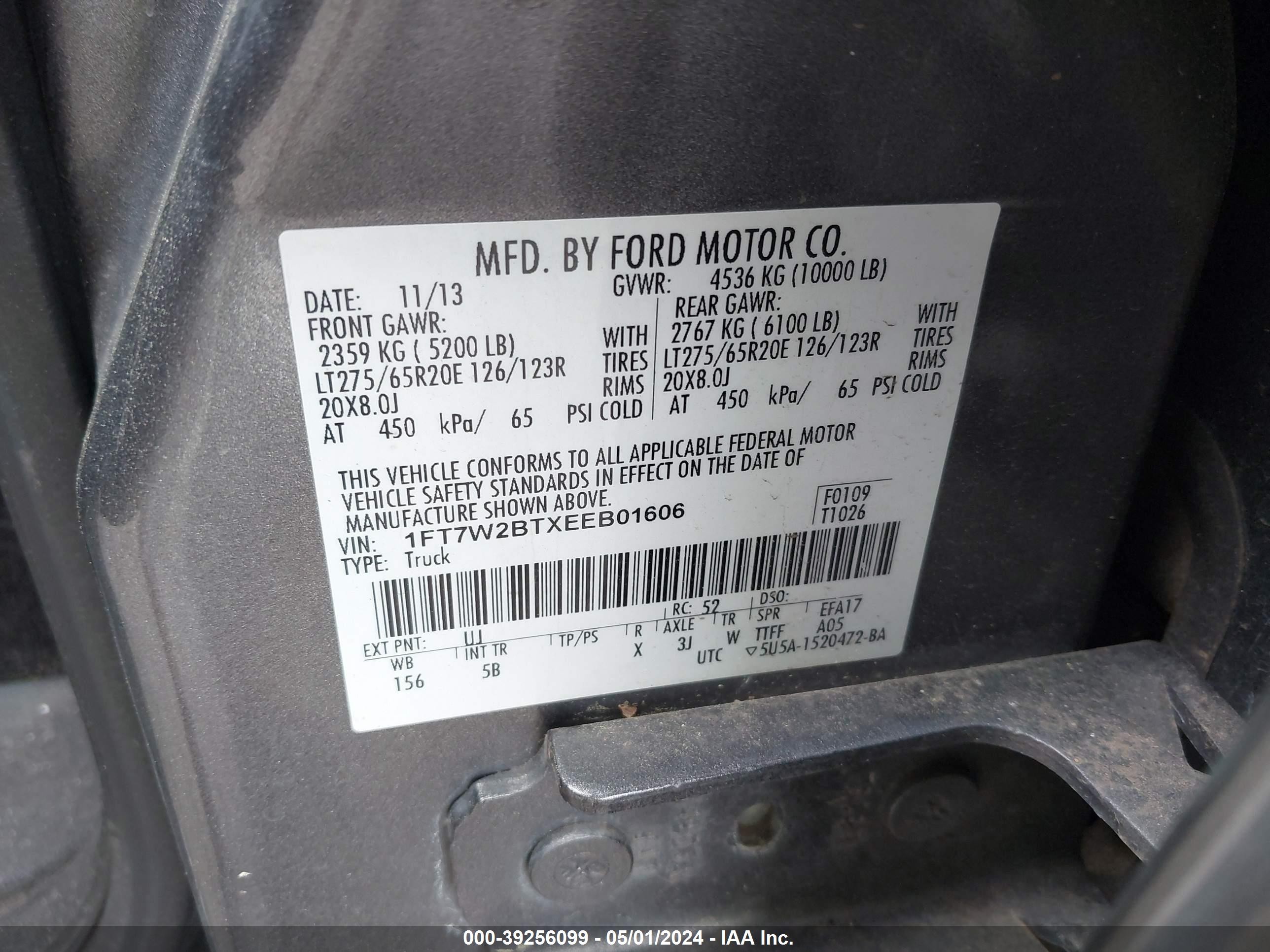 Photo 8 VIN: 1FT7W2BTXEEB01606 - FORD F250 