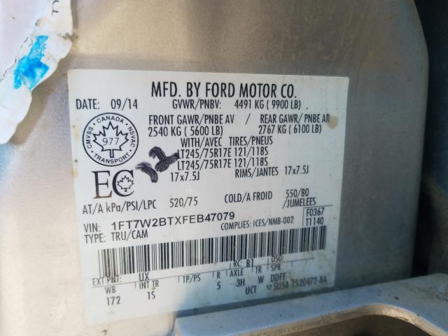 Photo 9 VIN: 1FT7W2BTXFEB47079 - FORD F250 SUPER 