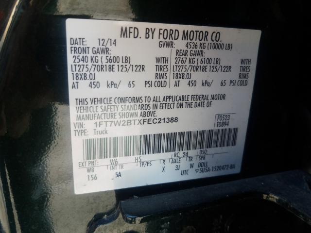 Photo 9 VIN: 1FT7W2BTXFEC21388 - FORD F250 SUPER 