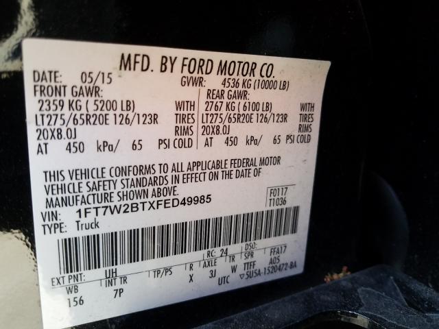 Photo 9 VIN: 1FT7W2BTXFED49985 - FORD F250 SUPER 