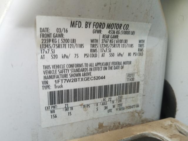 Photo 9 VIN: 1FT7W2BTXGEC52044 - FORD F250 SUPER 