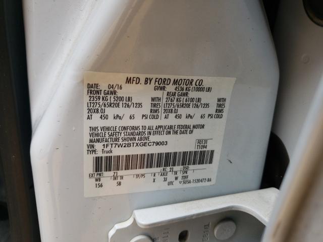 Photo 9 VIN: 1FT7W2BTXGEC79003 - FORD F250 SUPER 