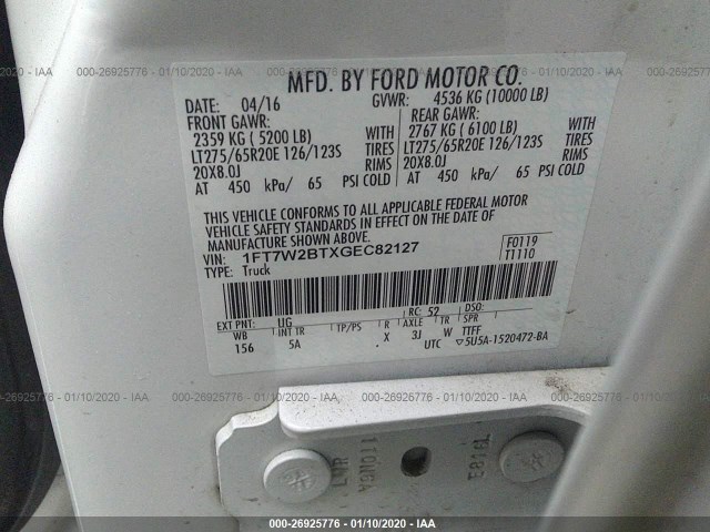 Photo 8 VIN: 1FT7W2BTXGEC82127 - FORD SUPER DUTY F-250 SRW 