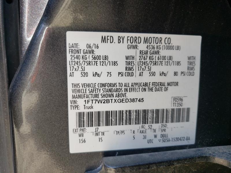 Photo 9 VIN: 1FT7W2BTXGED38745 - FORD F250 SUPER 