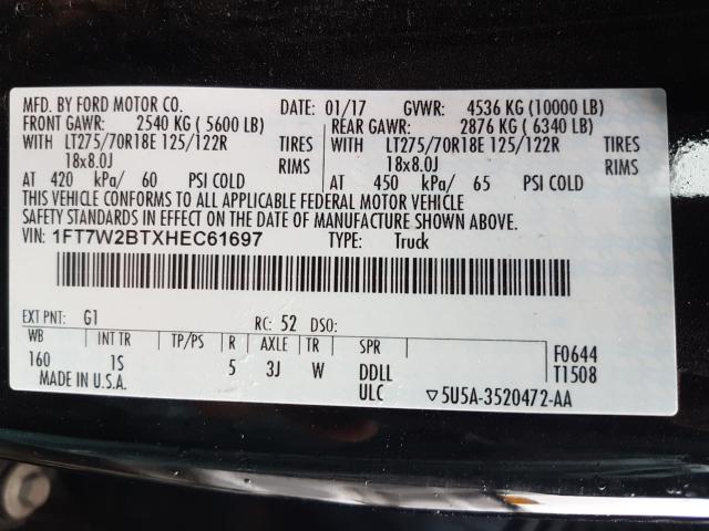 Photo 9 VIN: 1FT7W2BTXHEC61697 - FORD F250 SUPER 