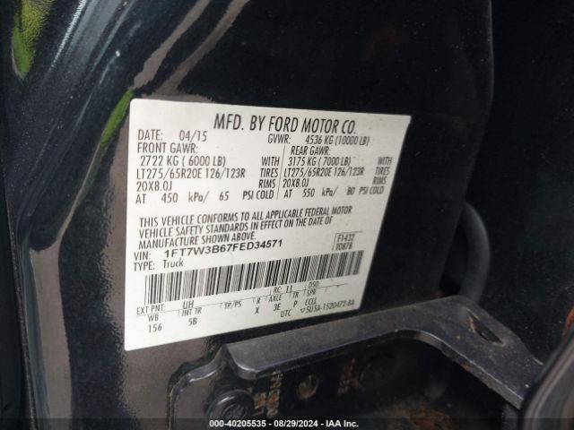 Photo 8 VIN: 1FT7W3B67FED34571 - FORD F-350 