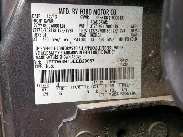 Photo 9 VIN: 1FT7W3BT3EEB29057 - FORD F350 SUPER 