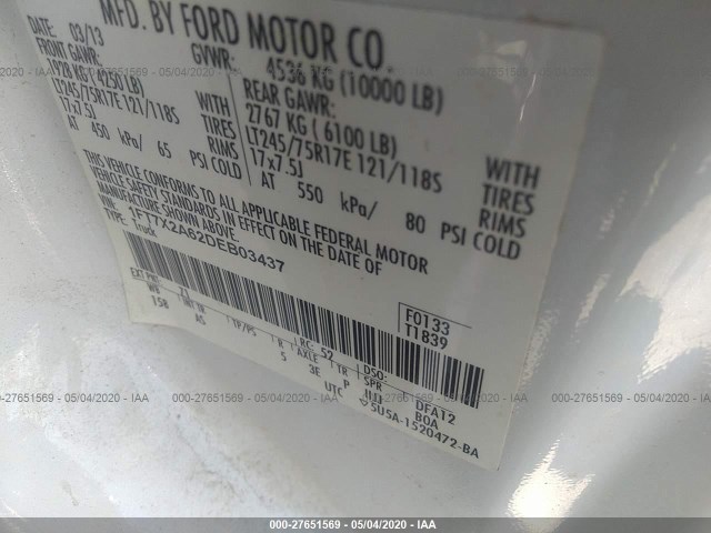 Photo 8 VIN: 1FT7X2A62DEB03437 - FORD SUPER DUTY F-250 SRW 