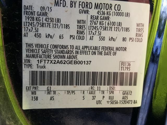 Photo 9 VIN: 1FT7X2A62GEB00137 - FORD F250 SUPER 