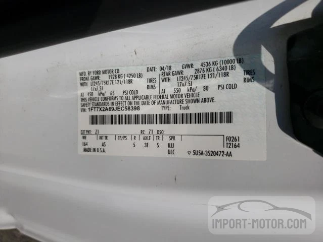 Photo 11 VIN: 1FT7X2A69JEC58398 - FORD F250 