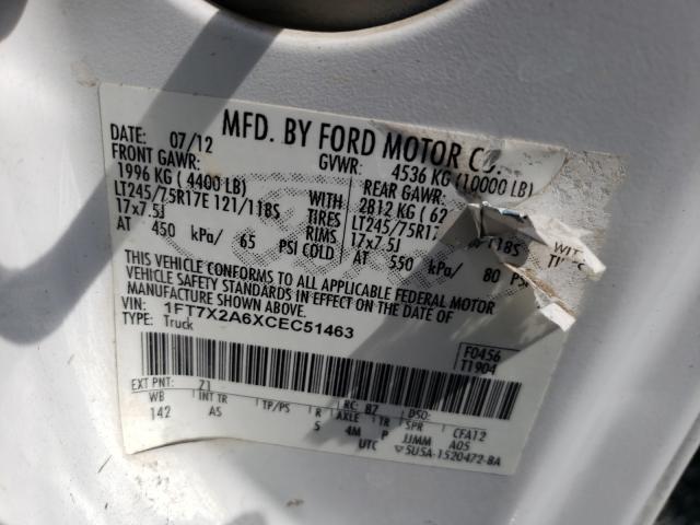 Photo 9 VIN: 1FT7X2A6XCEC51463 - FORD F250 SUPER 