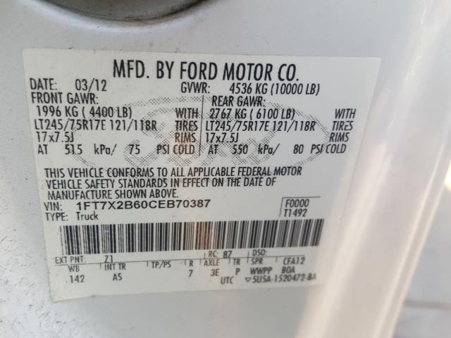 Photo 9 VIN: 1FT7X2B60CEB70387 - FORD F250 SUPER 