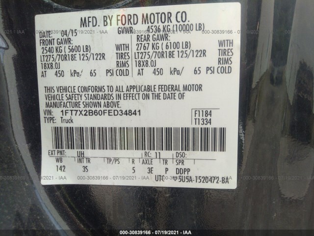 Photo 8 VIN: 1FT7X2B60FED34841 - FORD SUPER DUTY F-250 SRW 