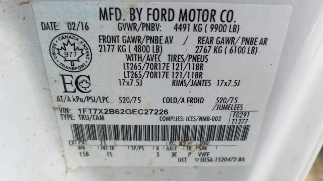 Photo 8 VIN: 1FT7X2B62GEC27226 - FORD F250 SUPER 