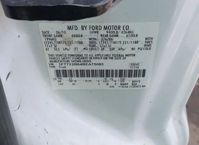 Photo 8 VIN: 1FT7X2B64BEA75085 - FORD SUPER DUTY F-250 