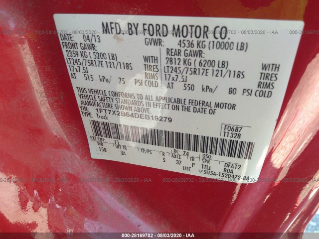 Photo 8 VIN: 1FT7X2B64DEB19279 - FORD SUPER DUTY F-250 SRW 