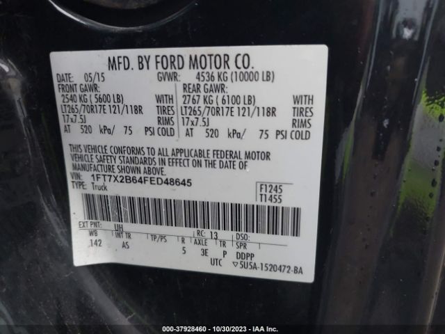 Photo 8 VIN: 1FT7X2B64FED48645 - FORD F-250 