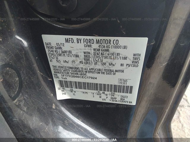 Photo 8 VIN: 1FT7X2B66CEC17924 - FORD SUPER DUTY F-250 