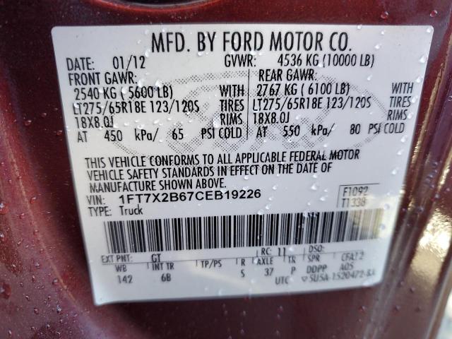 Photo 11 VIN: 1FT7X2B67CEB19226 - FORD F250 