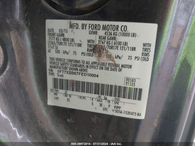 Photo 8 VIN: 1FT7X2B67FED10004 - FORD F-250 