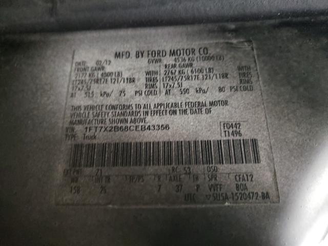 Photo 9 VIN: 1FT7X2B68CEB43356 - FORD F250 SUPER 