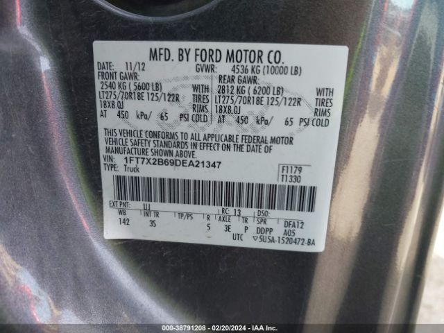 Photo 8 VIN: 1FT7X2B69DEA21347 - FORD F-250 