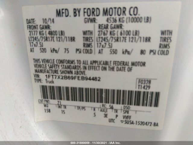 Photo 8 VIN: 1FT7X2B69FEB94482 - FORD SUPER DUTY F-250 SRW 